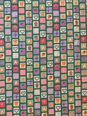 Fabric Traditions  #2482 - Green Gardening Blocks - Cotton - 1996 - 1+11/12 Yds - Image 1 of 4