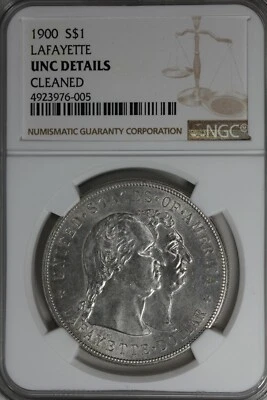 1900 $1 NGC UNC DETAILS LAFAYETTE CLEANED Lafayette, US Commemorative, United St - Image 1 of 3