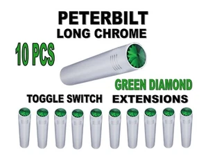 Extensiones de interruptor de palanca cromada larga Peterbilt - Juego de 10 verdes - Imagen 1 de 3