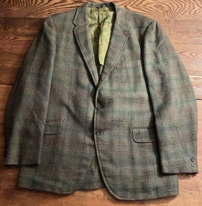 Vtg 60s Sport Jacket Brookfield Clothes Textured Knit Green Multicolor Men’s ~42 - Picture 1 of 15