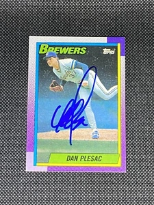 Carta Dan Plesac Milwaukee Brewers firmata auto 1990 Topps #490 ~ COA - Foto 1 di 3