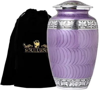 FOREVER LANE Purple Cremation Urn Adult Human Ashes Male Female - Funeral Urn with Velvet Bag
