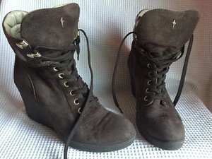 CESARE PACIOTTI 4US Ankle Boots Dark Brown Suede Lace Up EU37 US 6.5 - Picture 1 of 11