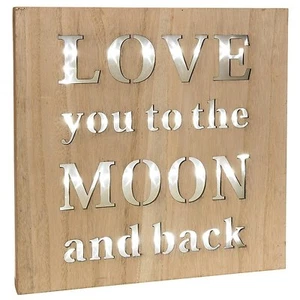 Meaningful Words LED Love You To The Moon & Back Wooden Wall Plaque 62301 - Picture 1 of 1
