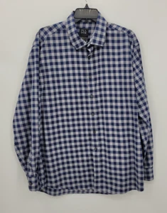 Jos A Bank Shirt Mens XL Blue Plaid Tailored Button Up Long Sleeve Travel Tech - Picture 1 of 8