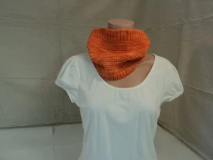 Handcrafted Wrap Cowl Orange Textured Merino Wool Female Adult - Picture 1 of 5
