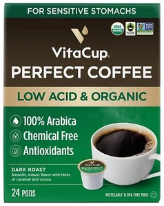 Low Acid Coffee Pods Dark Roast Single Serve Pod 24 CT Keurig K-Cup Brewers - Picture 1 of 6