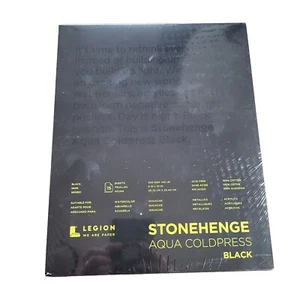 Stonehenge Aqua Block Coldpress Pad 8"X10" 15 Sheets/Pkg-Black 140lb - Picture 1 of 7