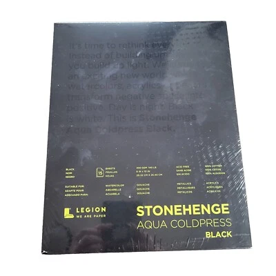 Stonehenge Aqua Block Coldpress Pad 8"X10" 15 Sheets/Pkg-Black 140lb - Image 1 of 4