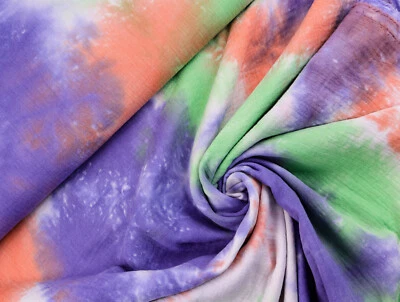 MUSSELIN Stoff Baumwolle Double Gauze BATIK Lila Hellgrün Coral EUR 13,98/m - Bild 1 von 2