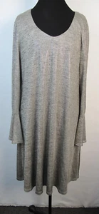 Connected Apparel Größe 16 meliert silber Midi Kleid schimmernd Glockenärmel V-Ausschnitt - Bild 1 von 9