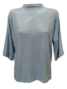 BNWT French Connection Women's Light Blue Striped Jumper Sheer Size Large - Picture 1 of 9
