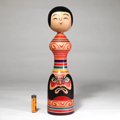 罕见:Master SENZO MOURI Kokeshi TSUGARU 学校,日本 20 世纪 70 年代 - 大号 12 (K478) — 第 1/4 张图片