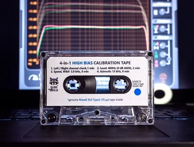 4-in-1 Maxell XLII Test/Calibration audio cassette for mid/high class tape decks