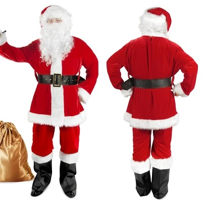 Men's Deluxe Santa Suit 11pcs. Christmas Adult Santa Claus Costume Santa Outfit - Image 1 of 4
