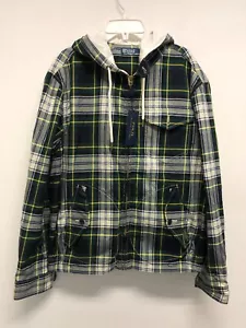 CHAQUETA CON CAPUCHA POLO RALPH RUNNING PARA HOMBRE VERDE AZULADO MEZCLA CUADROS NUEVA CON ETIQUETAS - Imagen 1 de 6