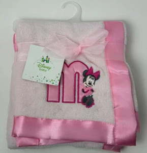 Nueva con etiquetas Manta de Seguridad Disney Baby M Bordada Minnie Mouse Rosa Satén Niñas - Imagen 1 de 5