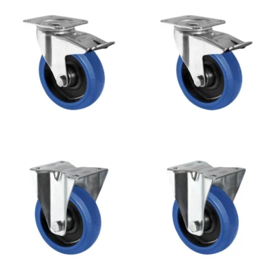 ABROLLWERK SETTBFB125R4F1R0N Rollensatz 2 Lenkrollen Mit Feststeller, 2 Bockrollen