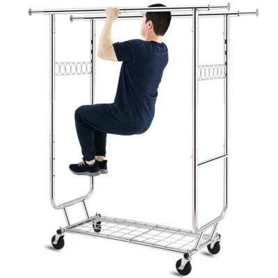 HOKEEPER 600lbs Heavy Duty Collapsible Clothes Hanger Rolling Garment Shelf Rack US
