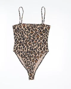 Boohoo Womens Beige AnimalPolyester Blend Bodysuit One-Piece Size 12 Leo - Picture 1 of 10