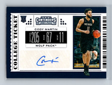 Cody Martin 2019 Panini Contenders Draft Picks Collegiate Ticket Rookie Auto