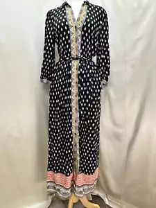 NWT - MAEVE ANTHROPOLOGIE black print Viscose Bridgette Maxi Shirt Dress - 8 - Picture 1 of 7