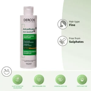 Vichy DERCOS Anti-Dandruff Shampoo For Itchy Scalp - 200ml - Brand New - Picture 1 of 11