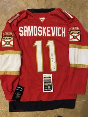 Mackie Samoskevich Signed Florida Panthers Jersey 25 Stanley Cup Champs JSA COA - Image 1 of 4
