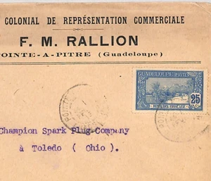 GUADELOUPE 25c Cover COLONIAL OFFICE Commercial USA France Cols {samwells}YF216 - Picture 1 of 12