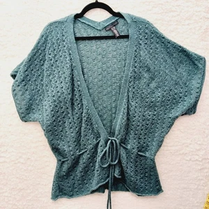 Sweater Cardigan XL Teal Boho Fairy Cottagecore Summer Core Relaxed Soft Girl - Picture 1 of 8