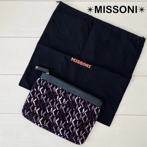 Missoni Women Clutch Bag Pouch Knit Black 27x20cm Almost unused Luxury Elegant - Picture 1 of 14