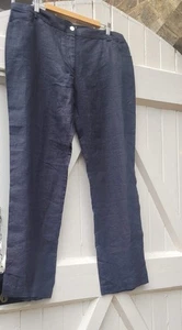 EAST 100% pure Linen Trousers size 16 Black BNWT regular length straight leg - Picture 1 of 7