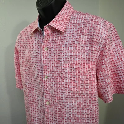 Tommy Bahama Hawaiian Shirt Pink IslandZone Modal Poly Short Sleeve Mens Size XL - Image 1 of 4