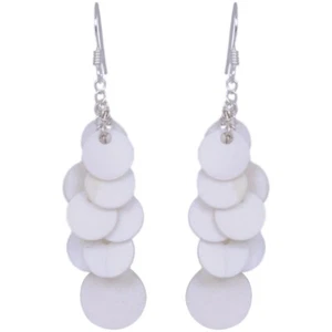 Gehna Jaipur Shell Pearl Disc Shape Earrings Made In 925 Sterling Silver ES-1295 - Picture 1 of 2