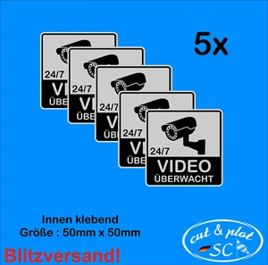 Video Überwachung Warnaufkleber Aufkleber innen klebend 24/7 50 x 50mm SC210 - Bild 1 von 1