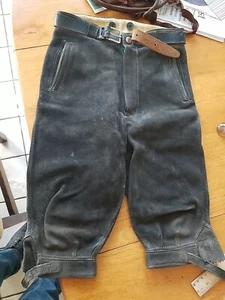 Vintage German Oktoberfest LEDERHOSEN Child Size 22-23 Inch Shorts Suade Leather - Picture 1 of 10