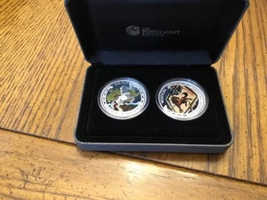 2014 1 oz Silver Australian Lunar Good Fortune 2 Coin Set Proof Set - Picture 1 of 4