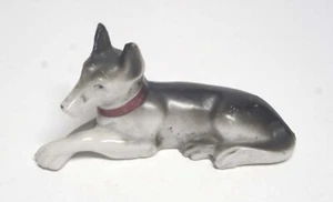 Vintage Akita Schäferhund Typ Hund Porzellan Figur - schwarz, grau, weiß - Japan - Bild 1 von 4