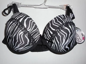 Womens Inteceo Intimates Push Up Bra Underwire Black White Size 34C NWT - Picture 1 of 2