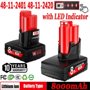 2x For Milwaukee Battery For M12 Lithium Cordless 12Volt 48-11-2401 48-11-2420 - Picture 1 of 8