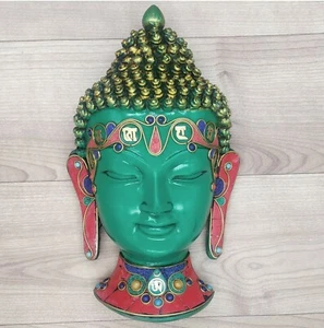 Buddha Mask 8" Wall hanging Art Sculpture Painting & Carving mask Religious - Picture 1 of 5