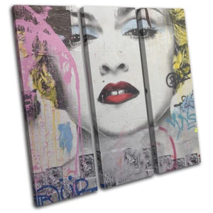 Graffiti Pop Madonna Banksy Street TREBLE CANVAS WALL ART Picture Print - Picture 1 of 1