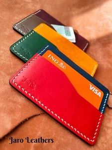 Portafoglio artigianale in pelle con chiusura a scatto - organizer carte e contanti - Foto 1 di 10