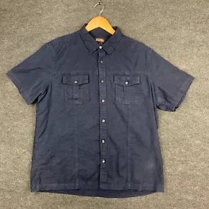 Michael Kors Mens Shirt Size XL Blue Short Sleeve Button Up Regular Fit Pockets - Picture 1 of 20