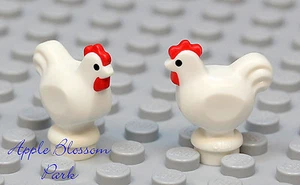 NEW Lego Minifig Lot/2 WHITE CHICKEN - Castle Farm Chick Hen Rooster Bird Animal - Picture 1 of 3