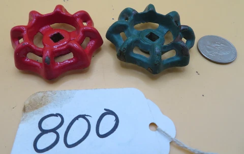 Vintage Water Faucet Valve Knobs or Handles Lot of 2 Square Center ( #20A) Cover