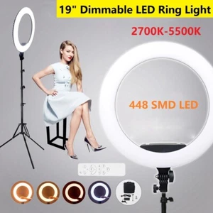 19" 5500K Dimmable Diva LED Ring Light Diffuser W/ Tripod Make Up Studio Video - Picture 1 of 12