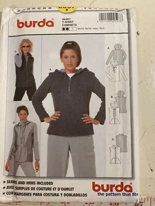 Burda patrón de costura sin cortar 2597 talla 8-20 camisa atlética chaleco capucha popover - Imagen 1 de 3