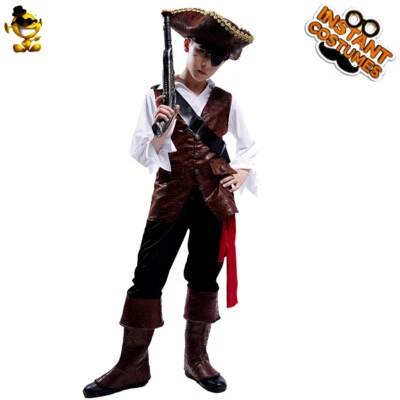 Disfraz de pirata cosplay para niños para fiesta niños juego de rol ropa de bucanero Foto 1 de 4