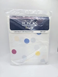HONORS Polka Dots Crib Sheet 28"×52 Fitted NOS Vintage  - Picture 1 of 6